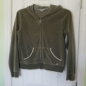 green hooded velour hooded jacket